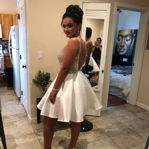 Jovanni White Beaded Dress